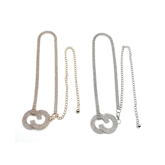 Women’s Rhinestone Chain Belt w/ Double C Style Buckle NWT - Picture 6 of 8